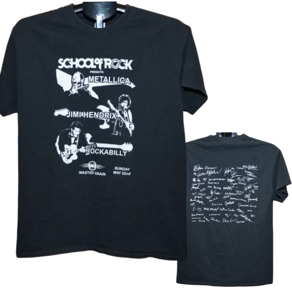 3/$15 School Of Rock Wasted Grain Black T Shirt 2 Sided Graphics Medium